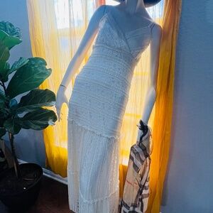 AMERICAN RAG, OFF WHITE LACE MAXI DRESS